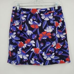J.Crew Factory 100% Cotton Blue Red Floral Casual Mini Skirt